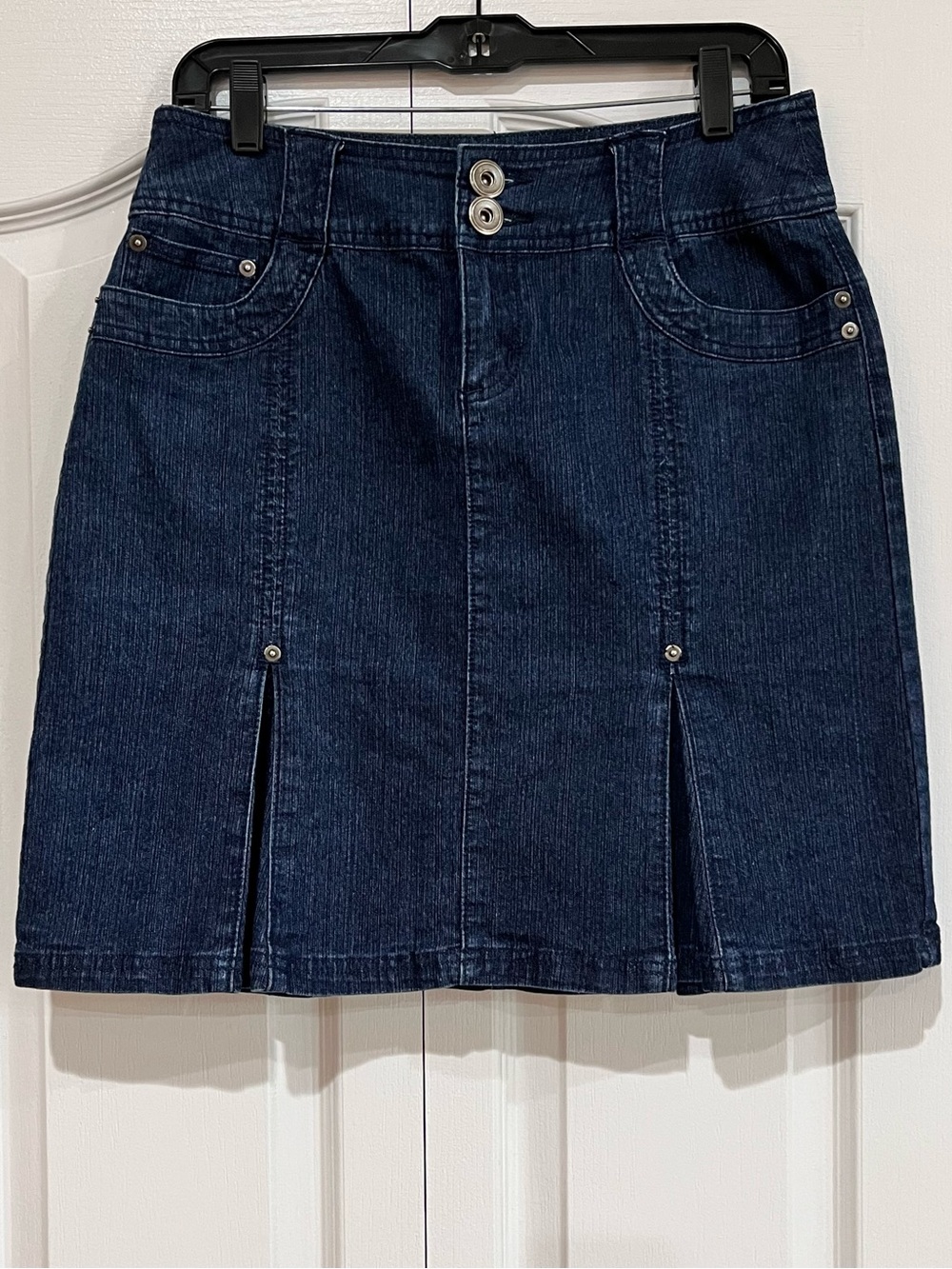 Willi Smith 5 pocket blue denim skirt 6